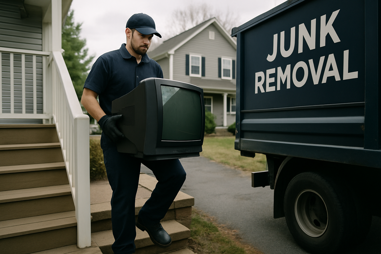 Las Vegas junk removal crew member at a local home